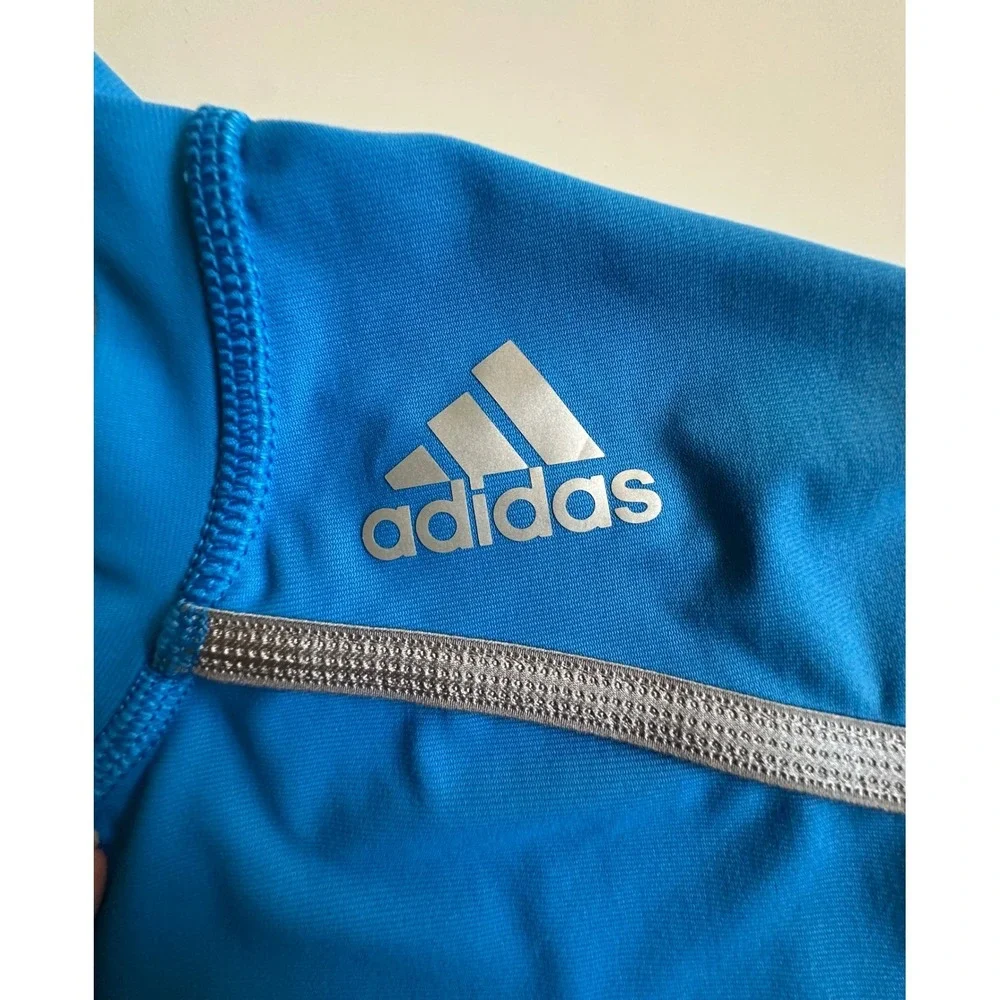 Adidas Techfit Climachill Compression Shirt Blue Mens Medium AJ5707 Training Tee